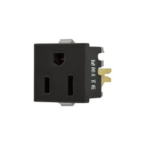 Main product image of Panel Mount/Snap-In Single Receptacle, #14-12 Awg 15A, Panel 125V 90 Degree Quick Connect, Black, 49-8BK-BU