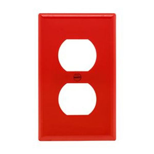 Main product image of Duplex Receptacle Wallplate, Red, Duplex Receptacle Cutout, Nylon, Single- Gang, Standard, 5132RD-BOX