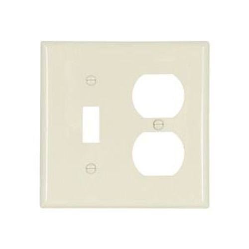 Main product image of Combination Wallplate, Almond, Toggle, Duplex Receptacle Cutout, Nylon, 2- Gang, Standard, 5138A