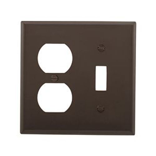 Main product image of Combination Wallplate, Brown, Toggle, Duplex Receptacle Cutout, Nylon, 2- Gang, Standard, Ed Box, 5138B-BOX