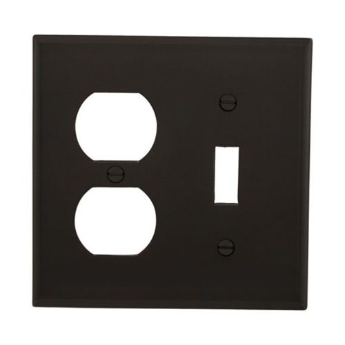 Main product image of Combination Wallplate, Black, Toggle, Duplex Receptacle Cutout, Nylon, Two- Gang, Standard, 5138BK