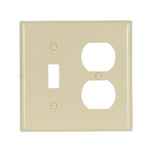 Main product image of Combination Wallplate, Ivory, Toggle, Duplex Receptacle Cutout, Nylon, 2- Gang, Standard, Ed Box, 5138V-BOX