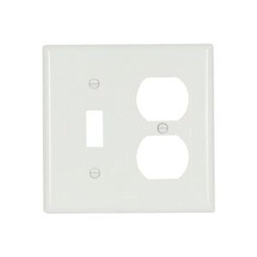 Main product image of Combination Wallplate, White, Toggle, Duplex Receptacle Cutout, Nylon, 2- Gang, Standard, Ed Box, 5138W-BOX