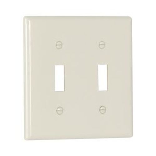 Main product image of Toggle Wallplate, Lt. Almond, Toggle Cutout, Nylon, Two- Gang, Standard, 5139LA