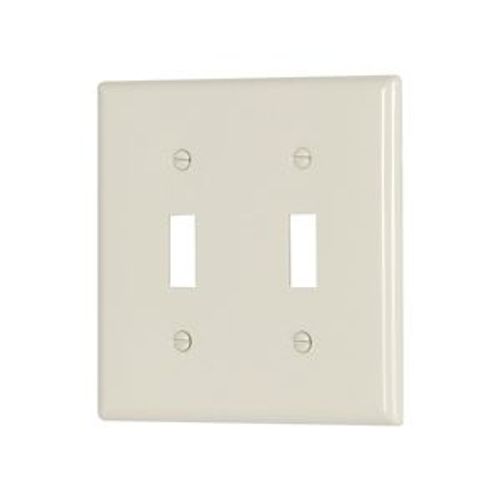 Main product image of Toggle Wallplate, Lt. Almond, Toggle Cutout, Nylon, Two- Gang, Standard, 5139LA
