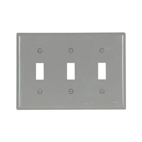 Main product image of Toggle Wallplate, Gray, Toggle Cutout, Nylon, Three- Gang, Standard, Ed Box, 5141GY-BOX