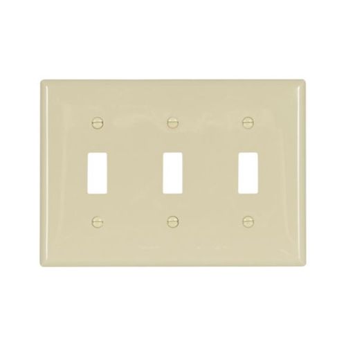 Main product image of Toggle Wallplate, Ivory, Toggle Cutout, Nylon, Three- Gang, Standard, Ed Box, 5141V-BOX