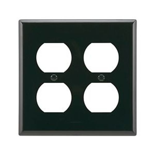Main product image of Duplex Receptacle Wallplate, Black, Duplex Receptacle Cutout, Nylon, Two- Gang, Standard, 5150BK
