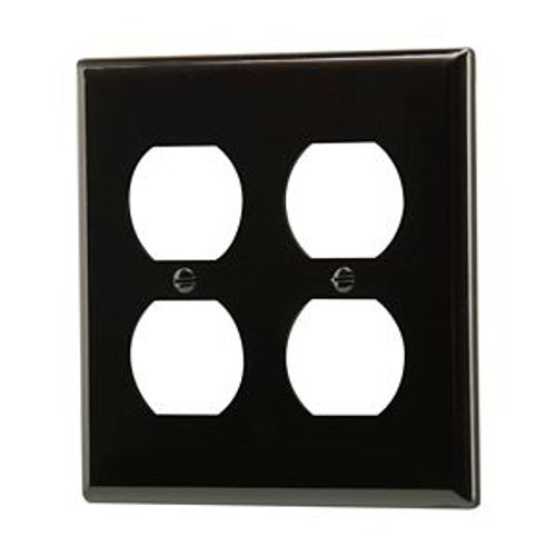 Main product image of Duplex Receptacle Wallplate, Black, Duplex Receptacle Cutout, Nylon, Two- Gang, Standard, 5150BK