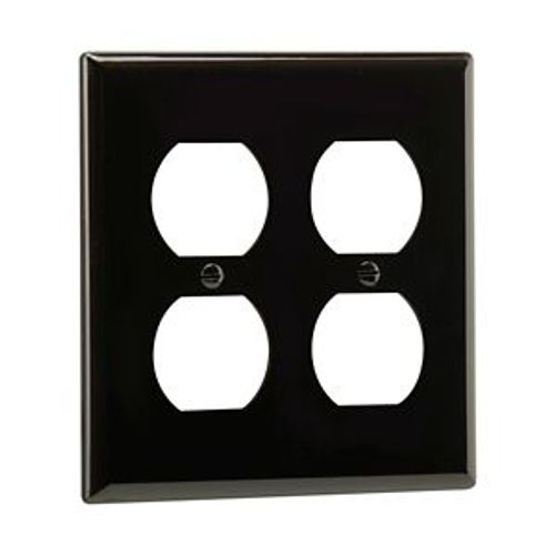 Main product image of Duplex Receptacle Wallplate, Black, Duplex Receptacle Cutout, Nylon, Two- Gang, Standard, 5150BK