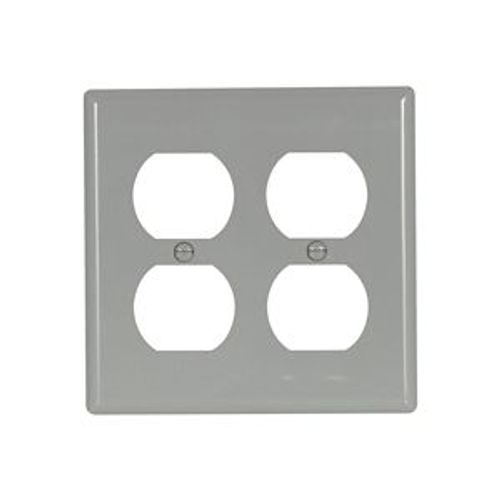 Main product image of Duplex Receptacle Wallplate, Gray, Duplex Receptacle Cutout, Nylon, 2- Gang, Standard, Ed Box, 5150GY-BOX