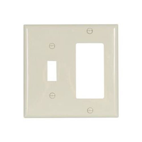 Main product image of Combination Wallplate, Lt. Almond, Toggle, Decorator Cutout, Nylon, Two- Gang, Standard, 5153LA