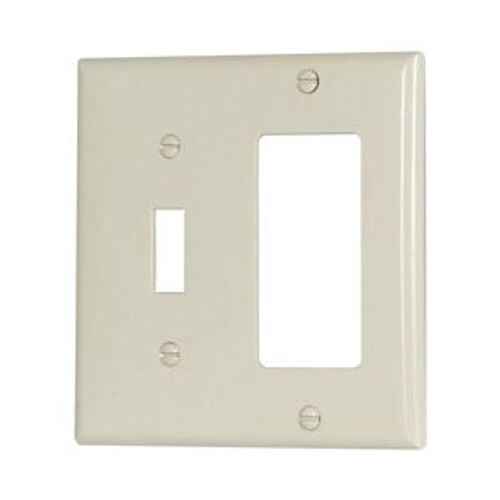 Main product image of Combination Wallplate, Lt. Almond, Toggle, Decorator Cutout, Nylon, Two- Gang, Standard, 5153LA