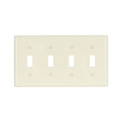 Main product image of Toggle Wallplate, Almond, Toggle Cutout, Nylon, Four- Gang, Standard, 5154A