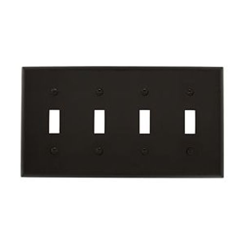 Main product image of Toggle Wallplate, Black, Toggle Cutout, Nylon, Four- Gang, Standard, 5154BK