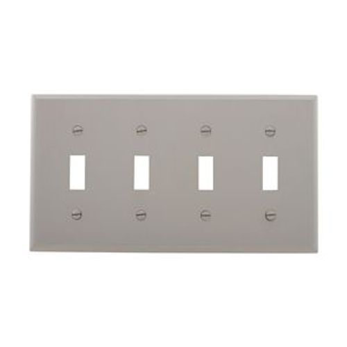 Main product image of Toggle Wallplate, Gray, Toggle Cutout, Nylon, Four- Gang, Standard, Ed Box, 5154GY-BOX