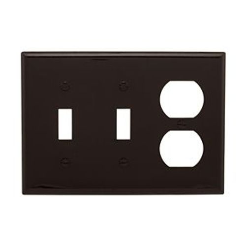 Main product image of Combination Wallplate, Brown, Toggle, Toggle, Duplex Receptacle Cutout, Nylon, 3-Gang, 5158B-BOX