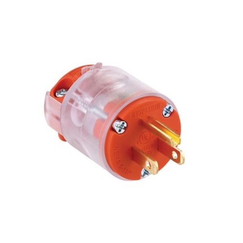 Main product image of Straight Blade Plug, Lighted/Power Indicating, #18-12 Awg 15A, 125V, Orange,2-Pole 3-Wire, 515PLTRN-F
