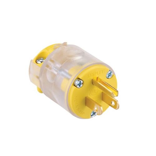 Main product image of Straight Blade Plug, Lighted/Power Indicating, #18-12 Awg 15A, 125V, 5-15P, 2-Pole 3-Wire, 515PLTY-F