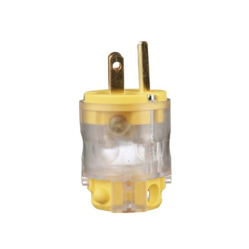 Main product image of Straight Blade Plug, Lighted/Power Indicating, #18-12 Awg 15A, 125V, 5-15P, 2-Pole 3-Wire, 515PLTY-F