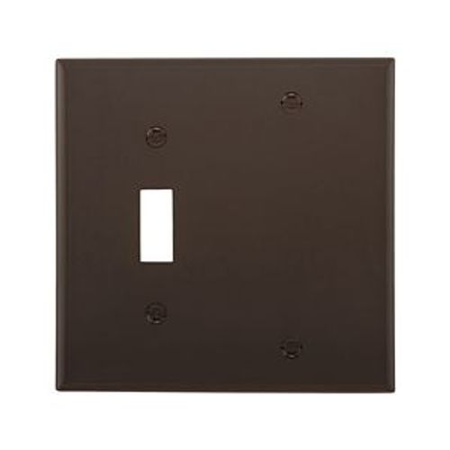 Main product image of Combination Wallplate, Brown, Toggle, Blank Cutout, Nylon, Two- Gang, Standard, Ed Box, 5171B-BOX