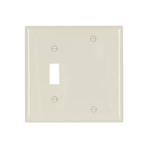 Main product image of Combination Wallplate, Lt. Almond, Toggle, Blank Cutout, Nylon, Two- Gang, Standard, 5171LA