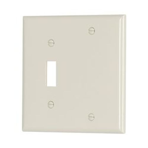 Main product image of Combination Wallplate, Lt. Almond, Toggle, Blank Cutout, Nylon, Two- Gang, Standard, 5171LA