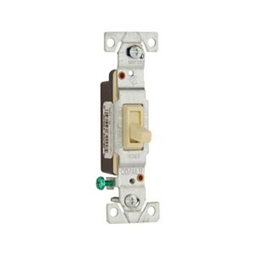 Main product image of Toggle Switch, #14-10 Awg 15A, 120V, Side Wire, Ivory, Load Type: Motor Control, Fan, 1-Pole, 5221-7V-BU