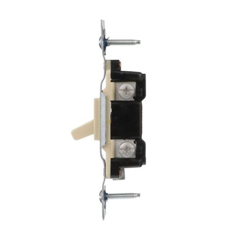 Main product image of Toggle Switch, #14-10 Awg 15A, 120V, Side Wire, Ivory, Load Type: Motor Control, Fan, 1-Pole, 5221-7V-BU