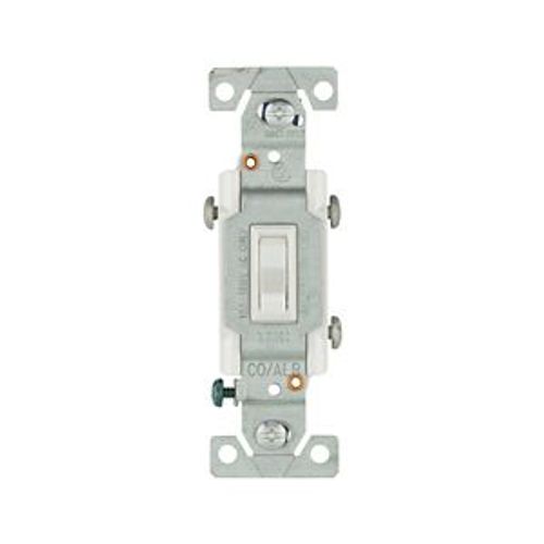 Main product image of Toggle Switch, 15A, Residential, Wall, 120V, Side Wire, Screw, White, Three-Way, 5223-7W-BU
