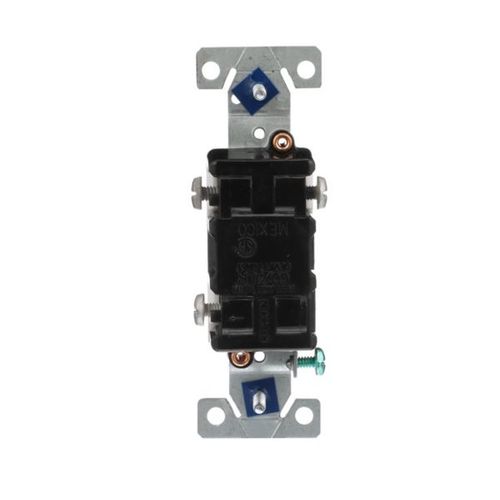 Main product image of Toggle Switch, 15A, Residential, Wall, 120V, Side Wire, Screw, White, Three-Way, 5223-7W-BU