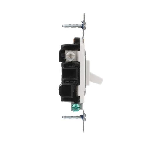 Main product image of Toggle Switch, 15A, Residential, Wall, 120V, Side Wire, Screw, White, Three-Way, 5223-7W-BU