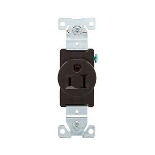 Main product image of Arrow Hart Industrial Single Receptacle, #14-10 Awg 15A 125V, Brown, High-Impact Nylon Face, 5261B