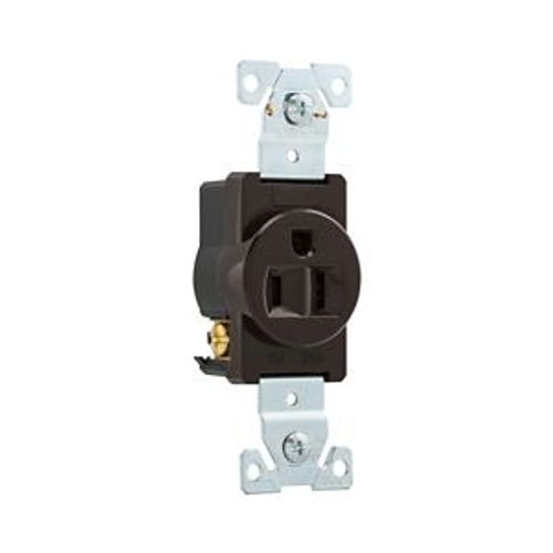 Main product image of Arrow Hart Industrial Single Receptacle, #14-10 Awg 15A 125V, Brown, High-Impact Nylon Face, 5261B