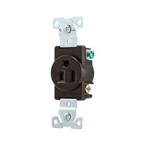 Main product image of Arrow Hart Industrial Single Receptacle, #14-10 Awg 15A 125V, Brown, High-Impact Nylon Face, 5261B