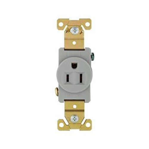 Main product image of Arrow Hart Industrial Single Receptacle, #14-10 Awg 15A 125V, Gray, High-Impact Nylon Face, 5261GY