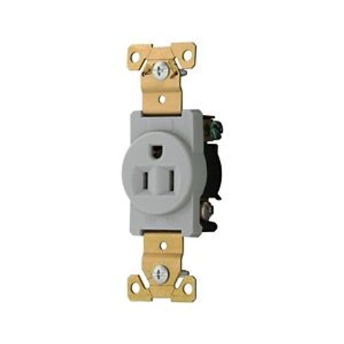 Main product image of Arrow Hart Industrial Single Receptacle, #14-10 Awg 15A 125V, Gray, High-Impact Nylon Face, 5261GY
