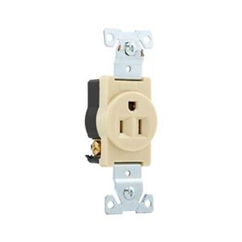 Main product image of Arrow Hart Industrial Single Receptacle, #14-10 Awg 15A 125V, Ivory, High-Impact Nylon Face, 5261V