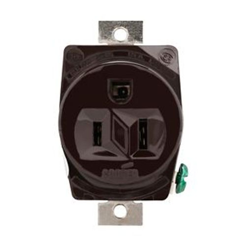 Main product image of Arrow Hart Extra Heavy-Duty Industrial Single Receptacle, #14-10 Awg 15A, Panel 125V, Brown, 5284B