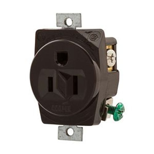 Main product image of Arrow Hart Extra Heavy-Duty Industrial Single Receptacle, #14-10 Awg 15A, Panel 125V, Brown, 5284B
