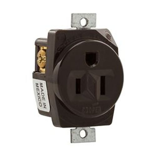 Main product image of Arrow Hart Extra Heavy-Duty Industrial Single Receptacle, #14-10 Awg 15A, Panel 125V, Brown, 5284B
