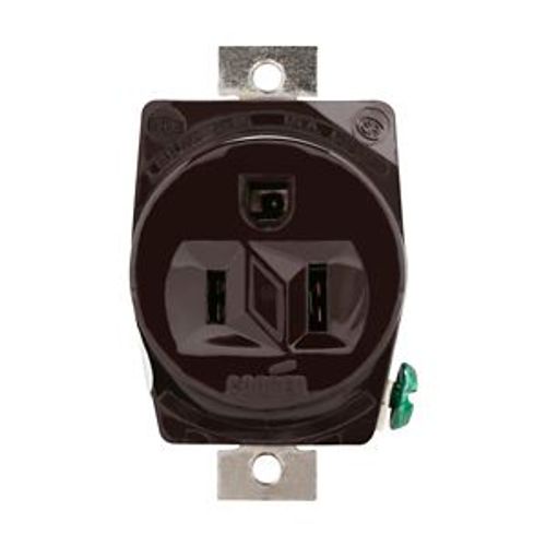 Main product image of Arrow Hart Industrial Single Receptacle, #14-10 Awg 15A, Panel 125V, Brown, Nickel-Plated Brass, 5284N