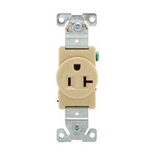 Main product image of Arrow Hart Extra Heavy-Duty Industrial Single Receptacle, #14-10 Awg 20A 125V, Ivory, 5-20R, 5361V