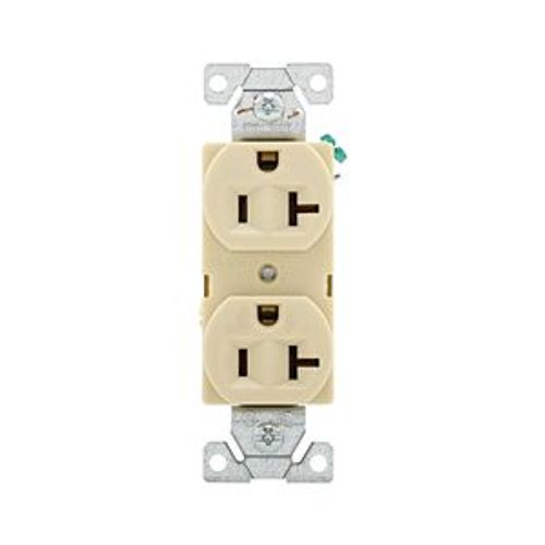 Main product image of Arrow Hart Heavy-Duty Industrial Duplex Receptacle, #14-10 Awg 20A 125V, Ivory, 5-20R, Duplex, 5362V