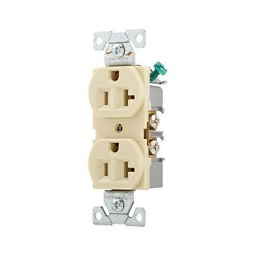 Main product image of Arrow Hart Heavy-Duty Industrial Duplex Receptacle, #14-10 Awg 20A 125V, Ivory, 5-20R, Duplex, 5362V