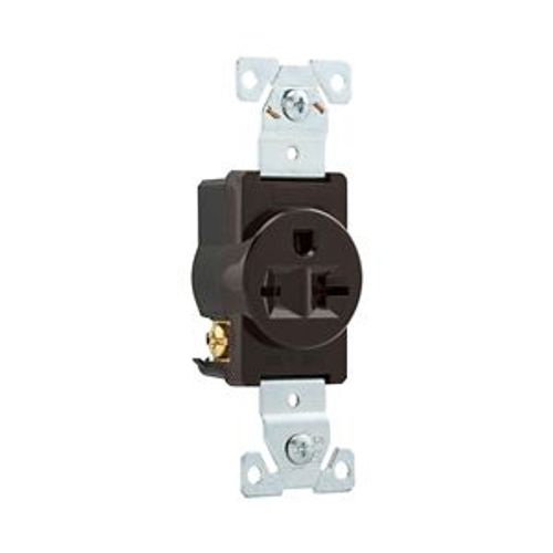 Main product image of Arrow Hart Industrial Single Receptacle, #14-10 Awg 20A, 250V, Brown, 6-20R, 5461B
