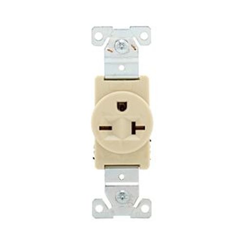 Main product image of Arrow Hart Industrial Single Receptacle, #14-10 Awg 20A, 250V, Ivory, 6-20R, 5461V