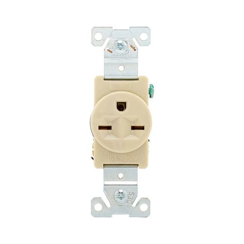 Main product image of Arrow Hart Industrial Single Receptacle, #14-10 Awg 15A, 250V, Ivory, 6-15R, 5661V
