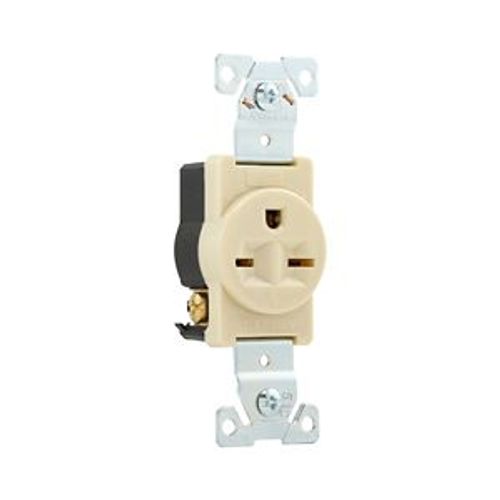 Main product image of Arrow Hart Industrial Single Receptacle, #14-10 Awg 15A, 250V, Ivory, 6-15R, 5661V