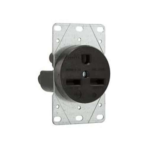 Main product image of Receptacle, #12 -4 Awg, 30A, Flush, 250V, Back, Black, Nema 6-30R, 2-Pole 3-Wire, 5700N